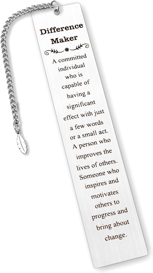 Thank You Gifts for Women Men Reading Lovers Metal Bookmark Book Accessories Difference Maker Employee Appreciation Coworker Leaving Farewell Inspirational Motivational Gift Unique Birthday Gifts