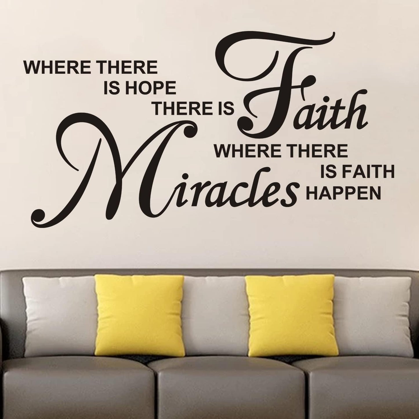Wall Stickers, Wall Stickers for Bedrooms, (Easy to Install), for Bathroom Kitchen Living Room, Quotes Inspirational Islamic Home Vinyl Art Family Decor, Where There is Hope There is Faith 21"X11"