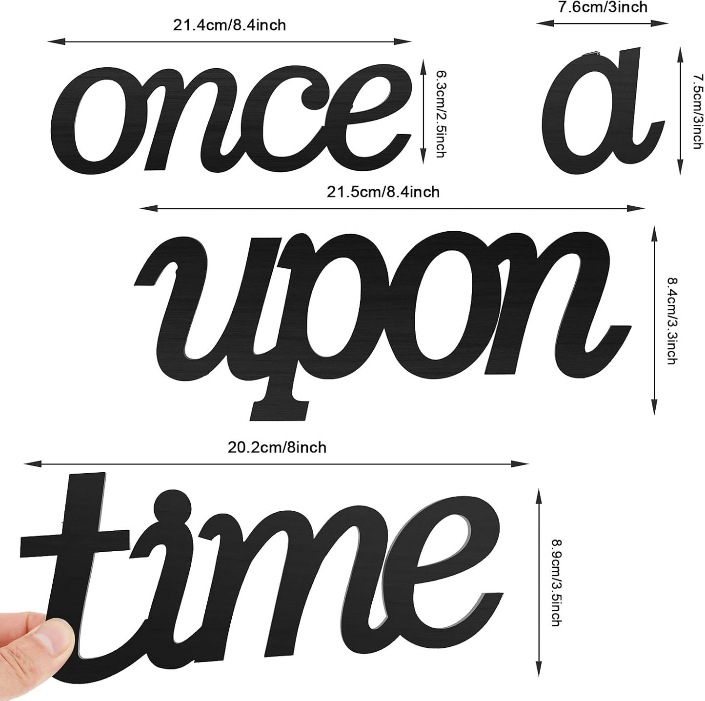 Jetec Once Upon a Time Sign Nursery Decor Wall Decal Wood Words Wall Decor for Family Bookshelf, Reading Corner, Daycare, Classroom Baby Shower Christmas Birthday Gift for Kid's Toddler's Room Decor