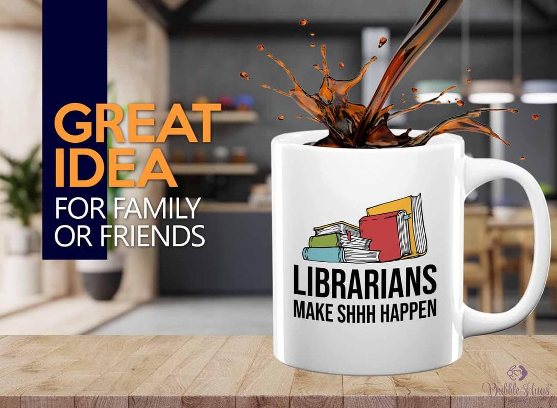 Book Lover Coffee Mug 11oz White - make shh happen - Birthday Gifts for Readers Gifts for Book Lovers Girls Book Club