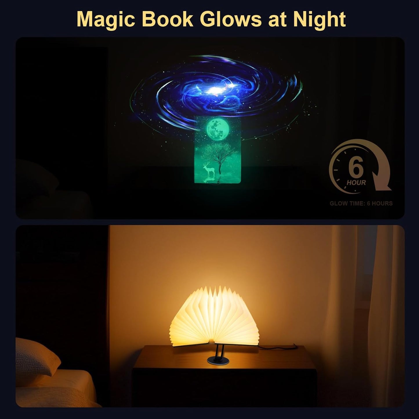 MagicBook Light - Smart Voice-Activated Book Lamp with Auto-Open/Close, Adjustable Stand & 10W RGB Desk Light for Home/Office Decor (Novelty Reading Lamp) (Art Deco 1)