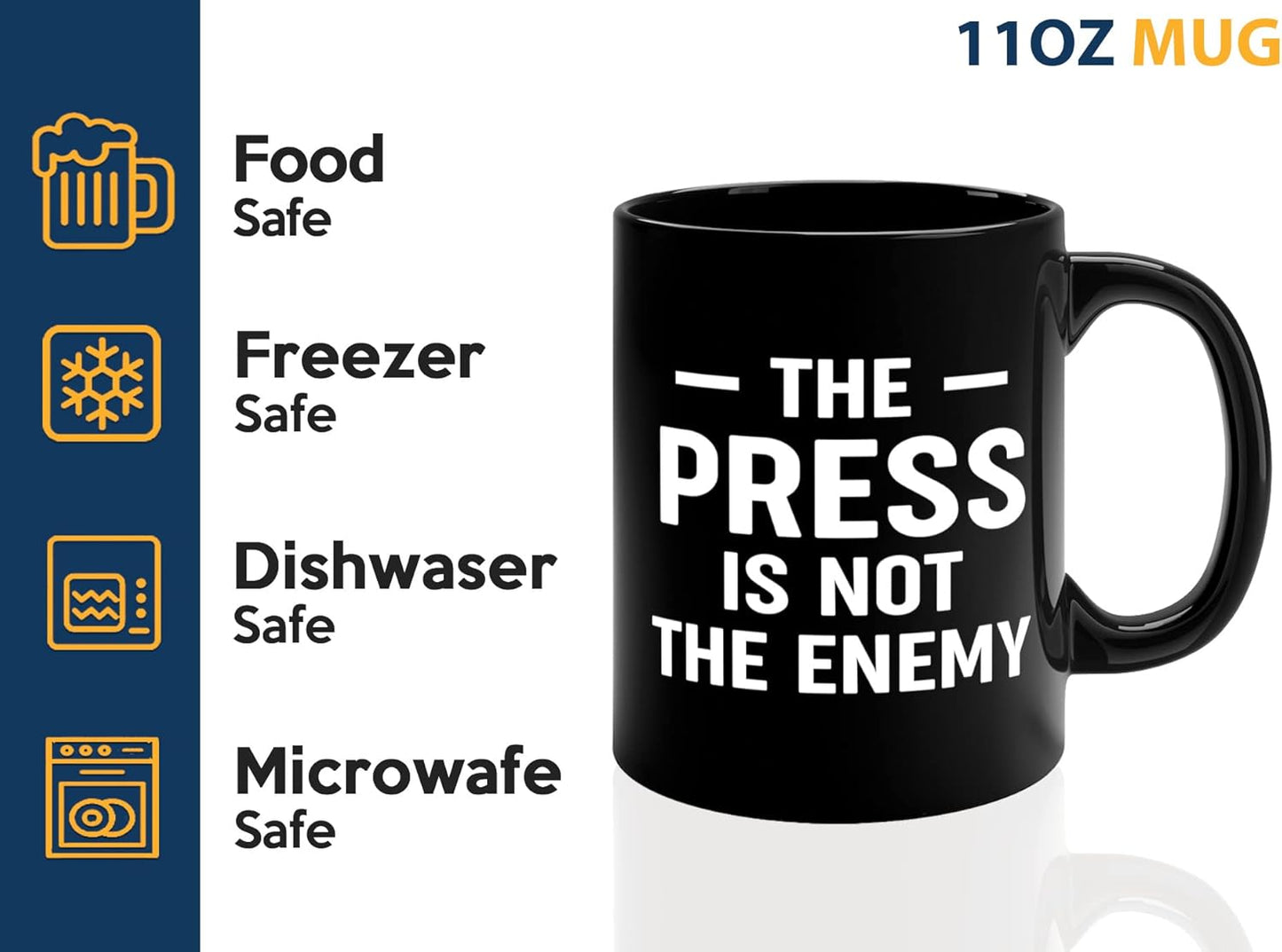 Journalist Coffee Mug 11oz Black -Not the Enemy - Reading Lover Book Club Gift Author Appreciation Writer Journalism Novelist Scriptwriter