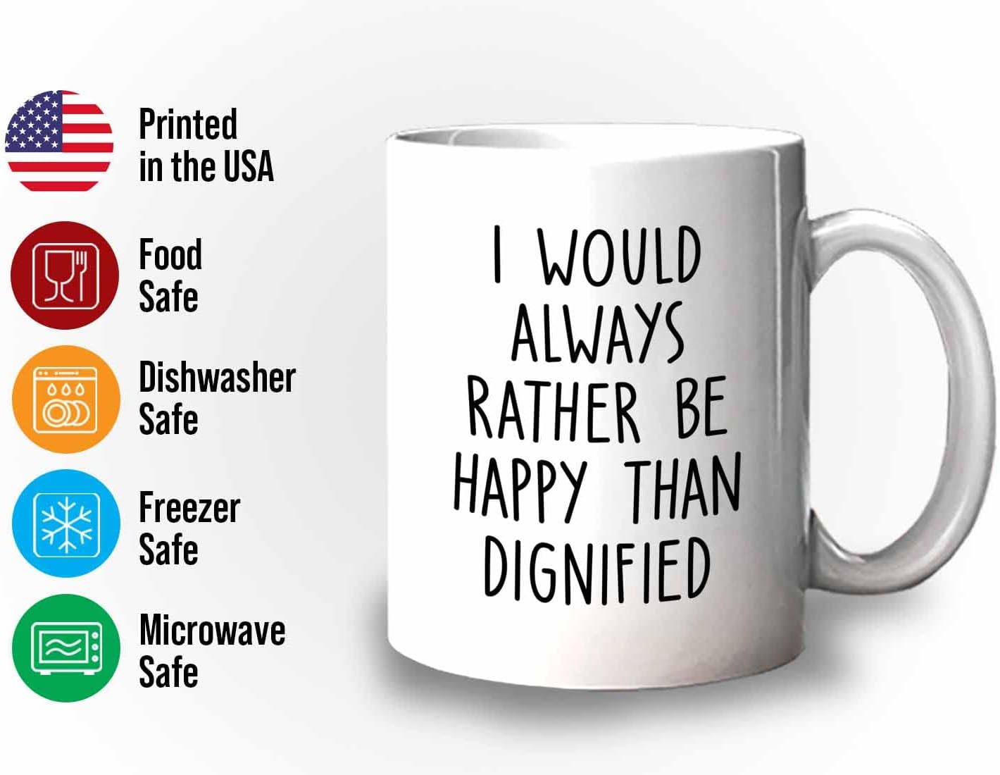 Bubble Hugs Writer Coffee Mug 11oz White - I would always rather be happy than dignified - Reading Book Lover for Bookworm Bibliophile Librarians Author Readers Bookish