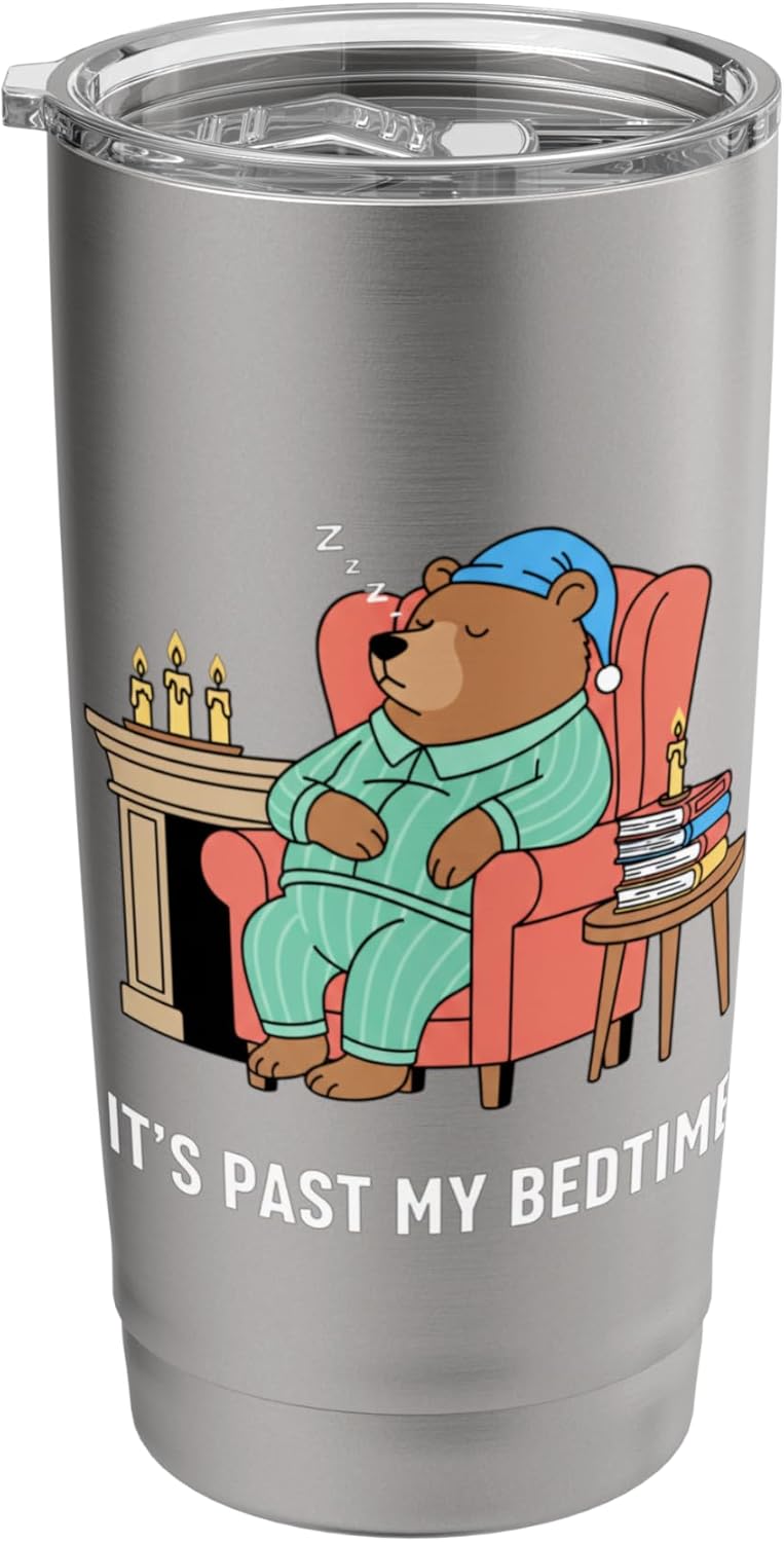 It's Past My Bedtime Bear Kids Woodland Animal Funny Pajama Stainless Steel Insulated Tumbler
