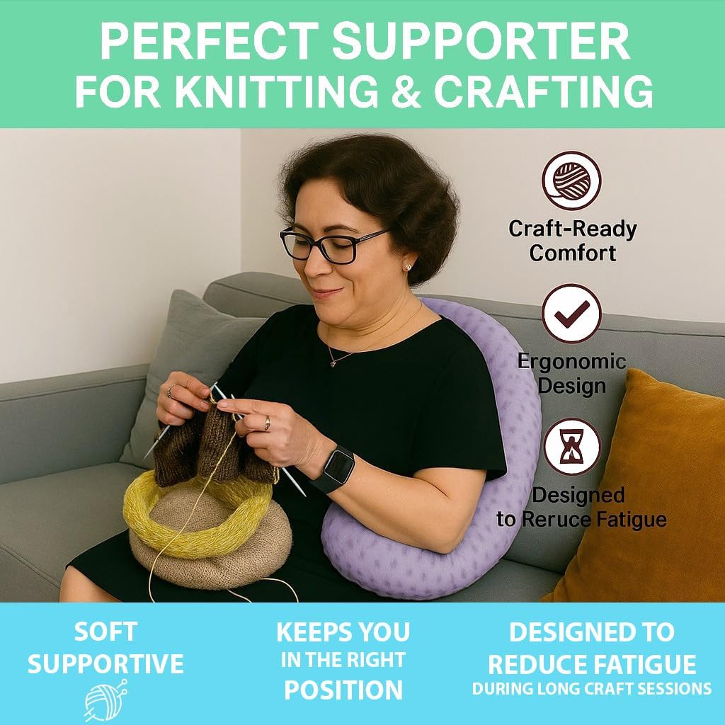 Gaming Pillow for Lap and Arm Rest Support – Crochet Reading Cushion with Arms, Bed Rest & Couch Back Support for Adults (2 Covers, Purple+Grey)