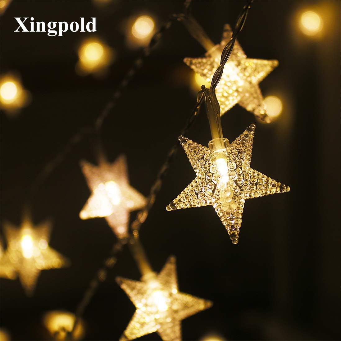 Star String Lights,16.4 ft 50 LED 8 Modes Battery Operated String Lights with Remote & Timer Dimmable Twinkle Fairy Lights String for Kid Bedroom Tent Party Wedding Christmas Decor Warm White
