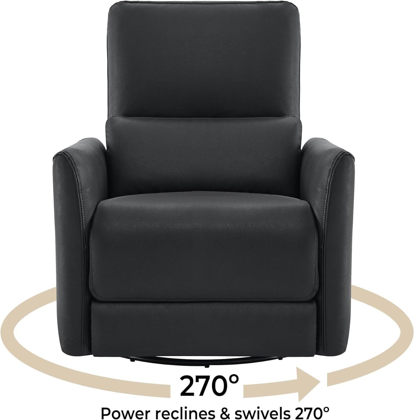 Power Recliner Chair Swivel Glider, Leather Swivel Recliner Chair with Lumbar Support, Upholstered Power Reclining Sofa for Living Room, Comfortable Electric Recliner Chair