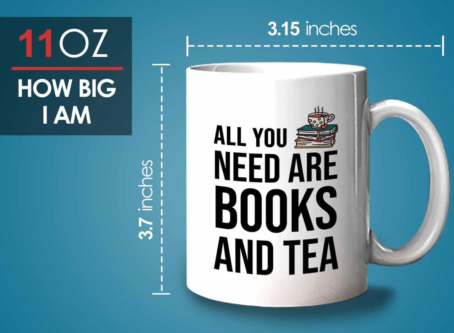 Bubble Hugs Writer Coffee Mug 11oz White - All you need are books and tea - Reading Book Lover for Bookworm Bibliophile Librarians Author Readers Bookish