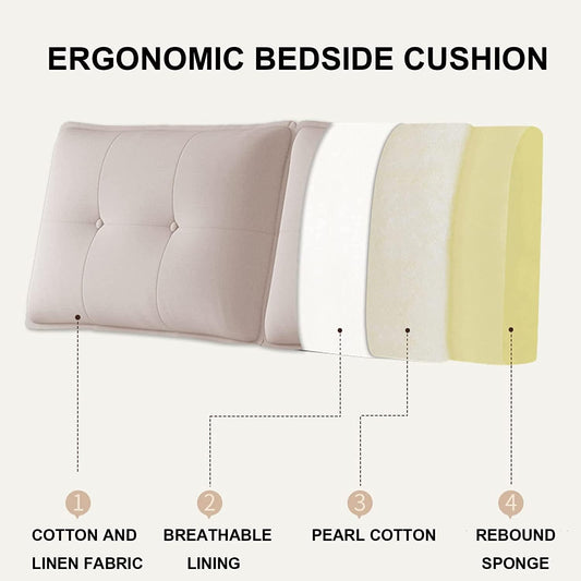 King Size Upholstered Headboard Cushion Pillow - Removable Cover Bed Backrest Lumbar Support Pad for Wall - Stylish Bench Accessory for Comfort and Decor (A with headboard 74.8"/19