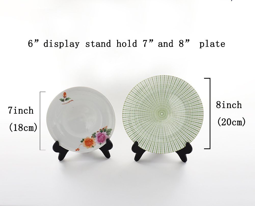 Artliving Black 6" Wood-Like Plastic Easels Plate Display Stands Picture Frame Stand Holder-Set of 4