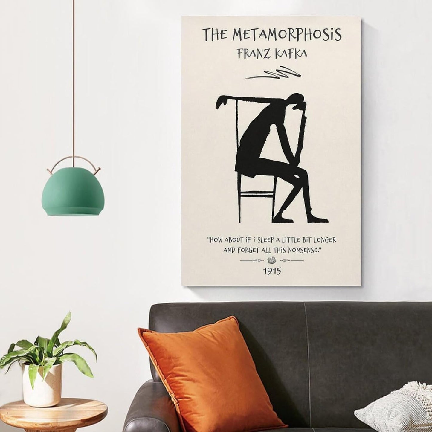 Metamorphosis Franz Kafka Silhouette Canvas Printing Wall Art Quote Dark Academia Style Posters Minimalist Black Figure Prints Reading Nook Wall Decor for Living Room Bedroom Study 12x18inch(30x45cm)