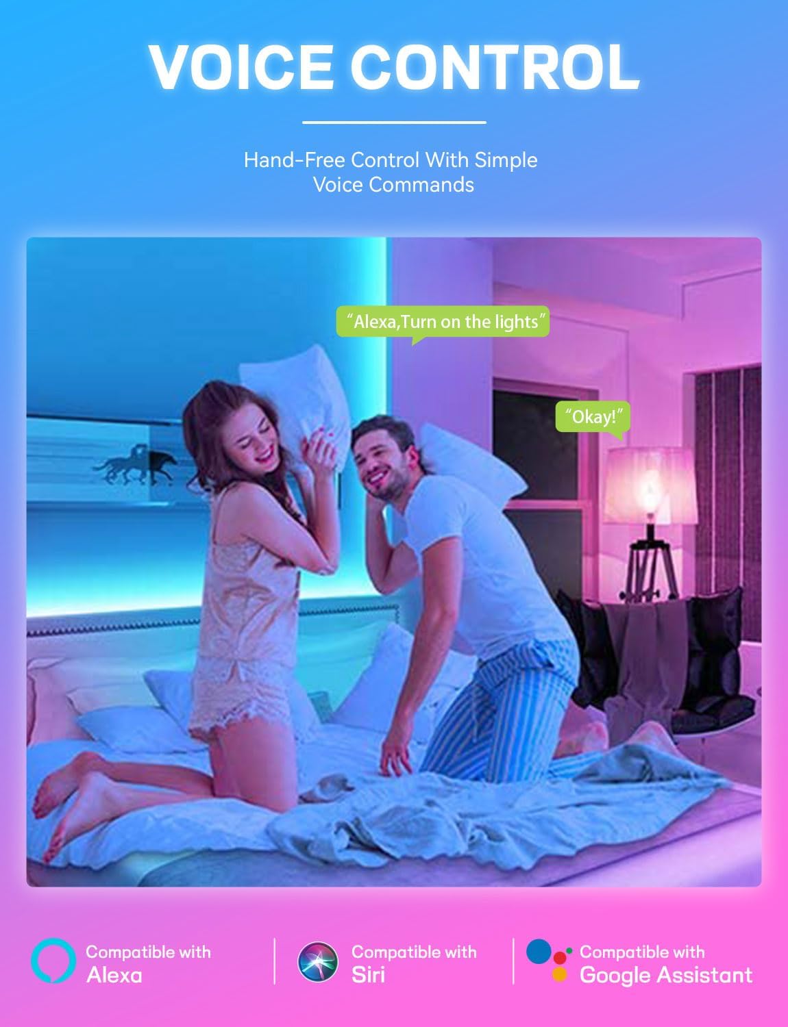Smart Light Bulbs, WiFi & Bluetooth 5.0, Work with Alexa Google Assistant, App Control, Color Changing LED Bulb,E26 800LM Dimmable RGB Lights, Smart Home Lighting, Dimmable, 4Pack with Remote