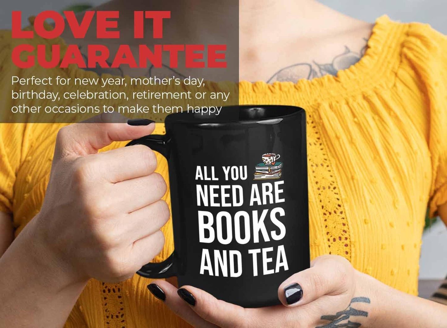 Bubble Hugs Writer Coffee Mug 15oz Black - All you need are books and tea - Reading Book Lover for Bookworm Bibliophile Librarians Author Readers Bookish