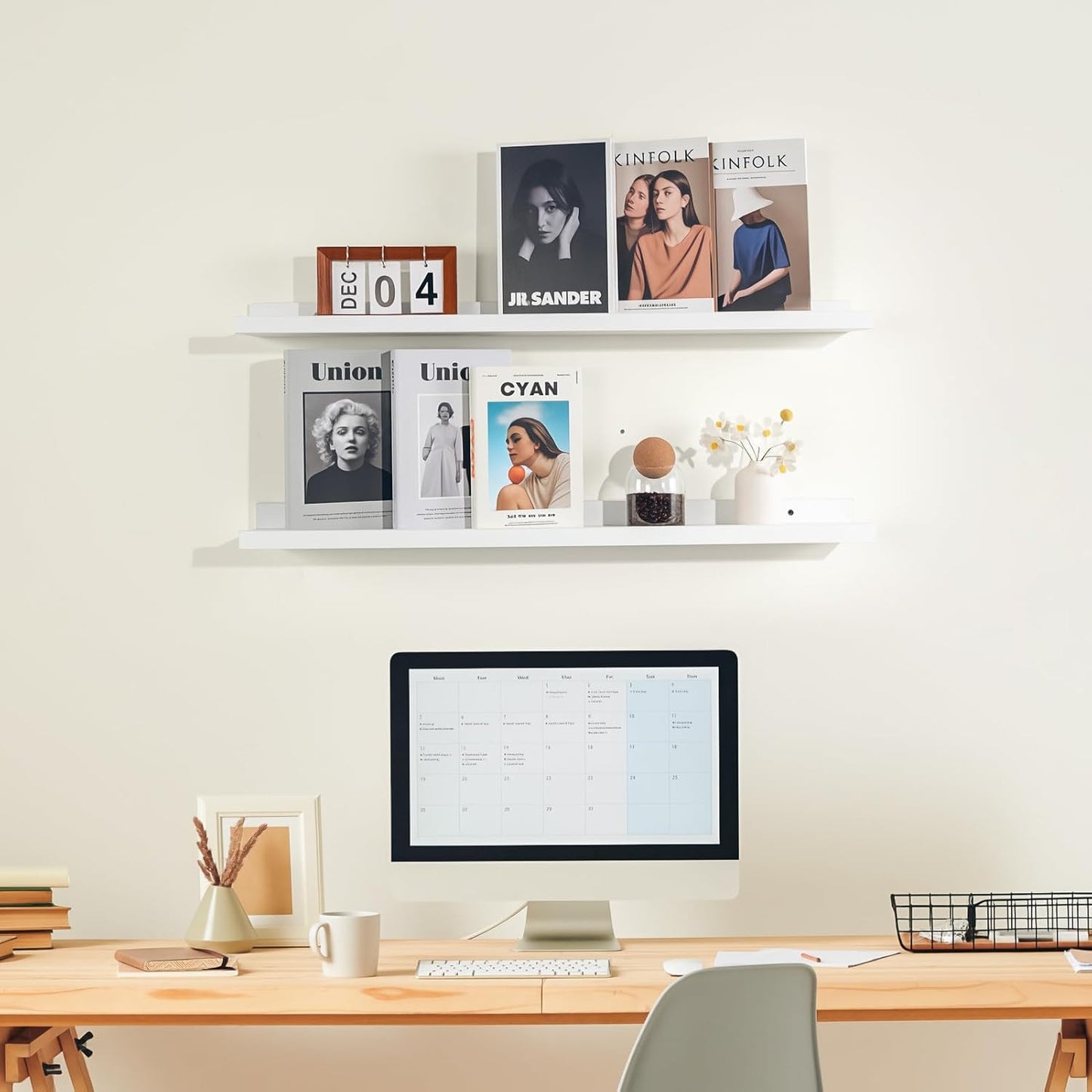NEXHOME PRO Floating Shelves for Wall Set of 2,36 Inches Picture Ledge Shelf, Kids Bookshelf Wall Mounted for Living Room Bedroom Bathroom Kitchen, Easy Install,White