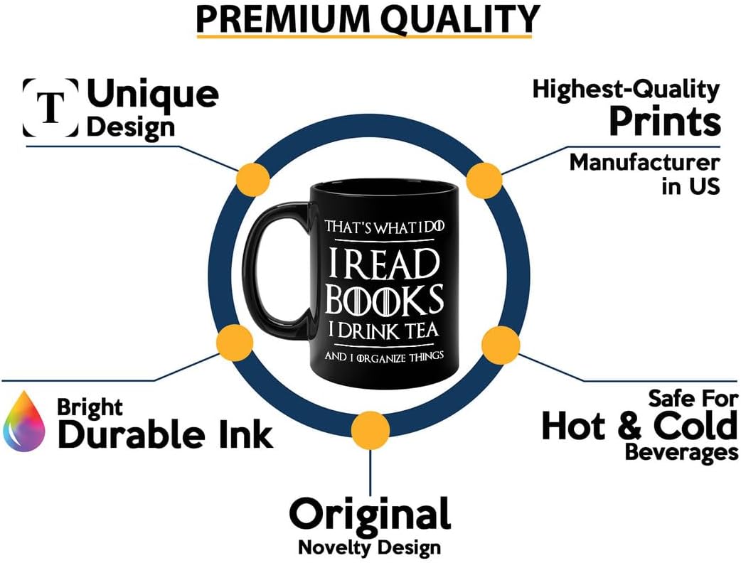 Book Lover Coffee Mug 11oz Black - Tea Organize Things - Book Lover Gifts For Women Book Club Book Lovers Gifts Bookworm Book Reader Gifts