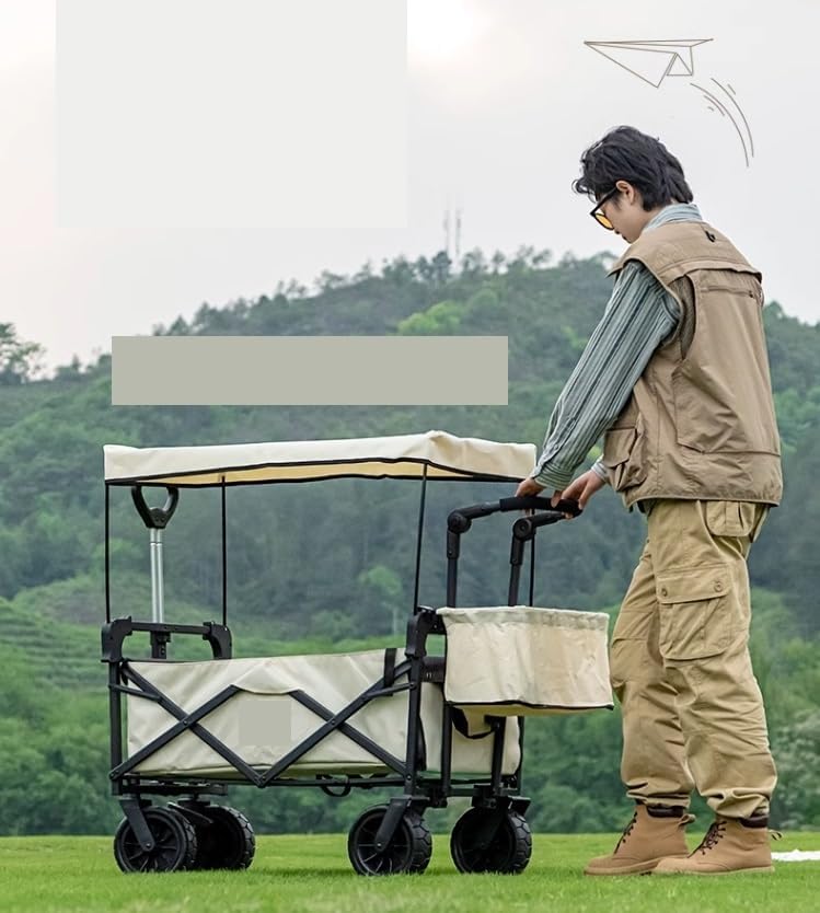 Portable Camping Cart,Outdoor Folding Camping Beach Wagon Cart with Removable 600D Oxford Cloth and Wheels Portable Garden Festival Trolley