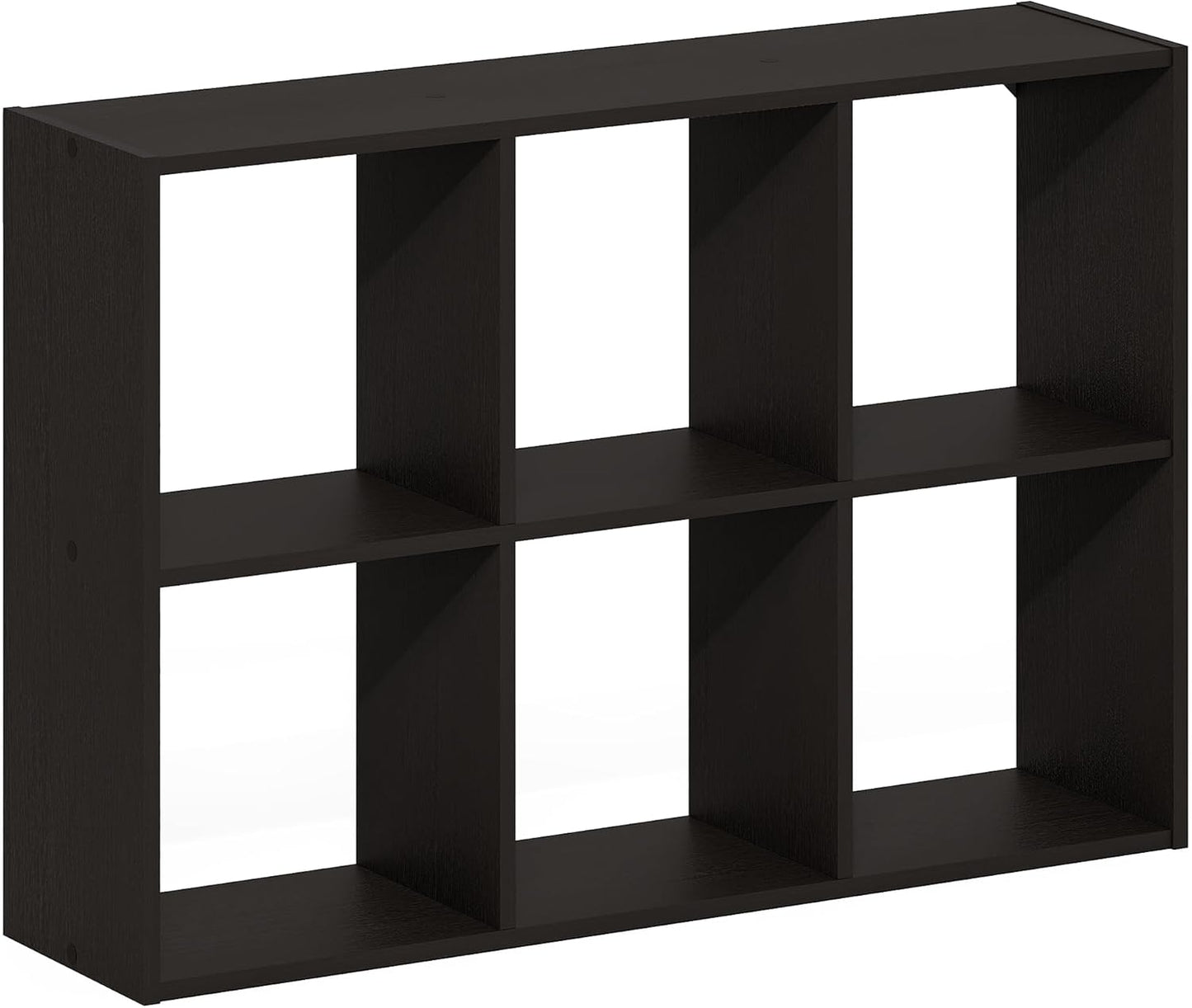 Furinno Rossi 6-Cube Floating Shelves for Wall, Wall Mount Organizer, Desktop Organizer, Bookshelf, for Home Office, Study Room, Black Dark Oak