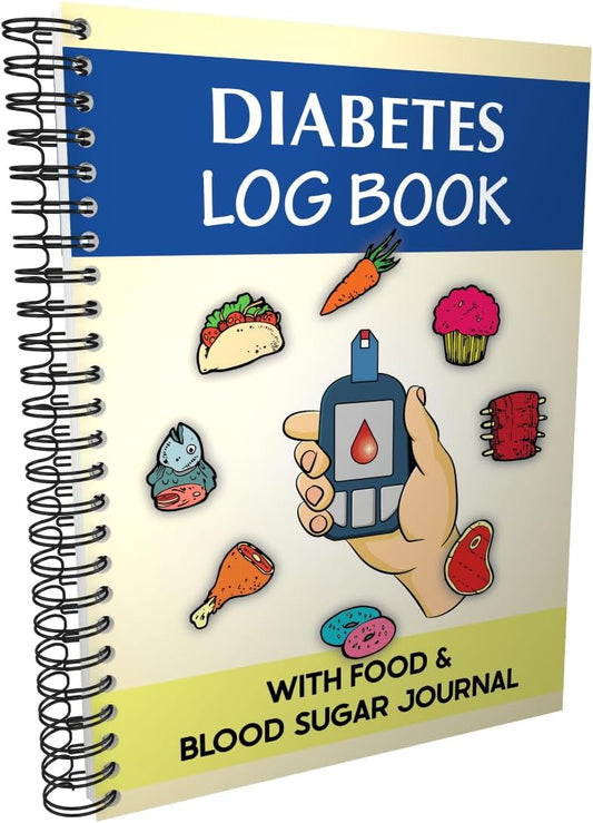 Diabetes Log Book - with Food & Blood Sugar Journal | for Types 1 & 2 Diabetics | A5 Spiral Bound