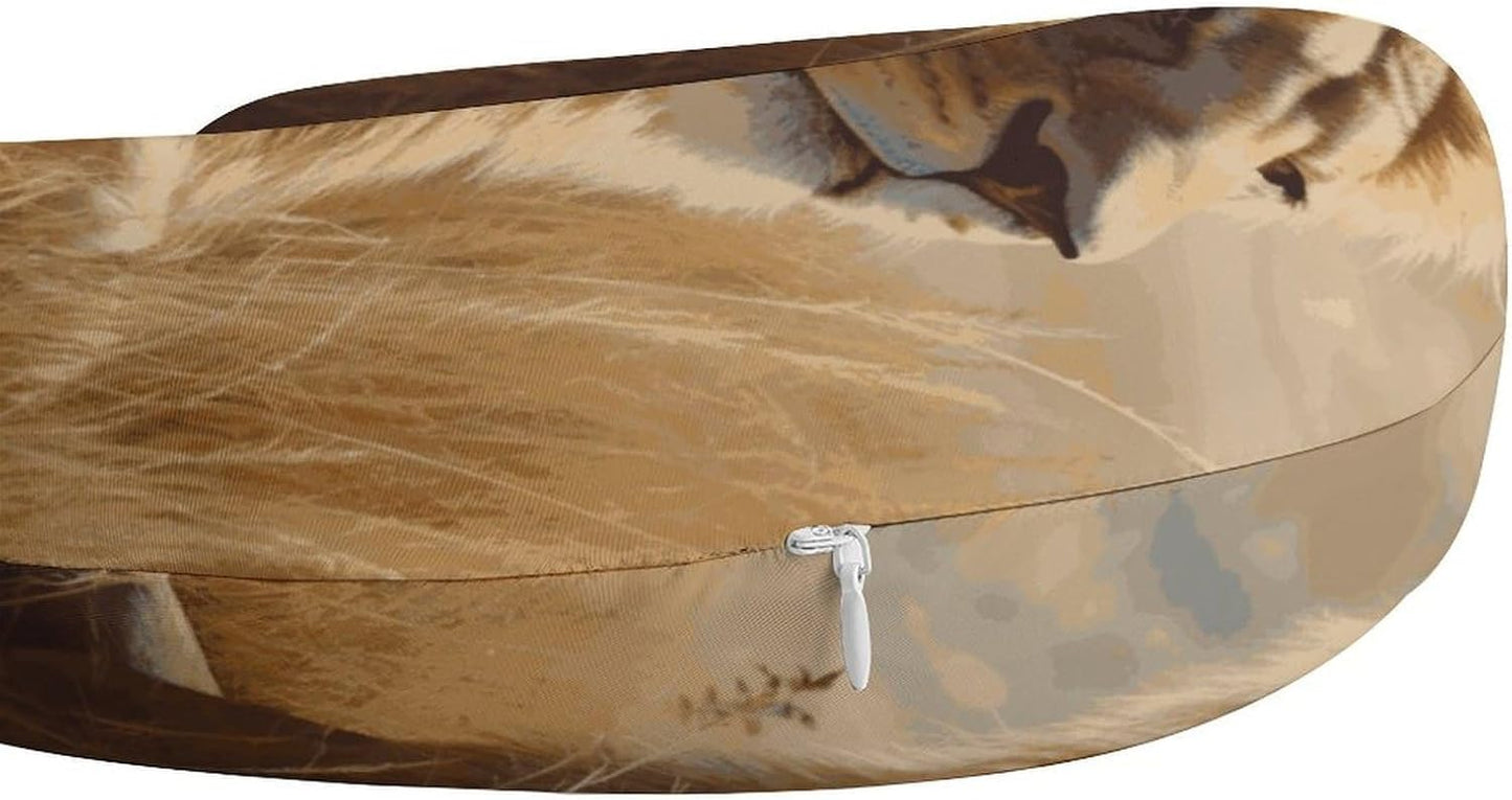 Prairie Lion Neck Pillow Memory Foam U Shaped Pillows Portable Pillows for Shoulder Travel Head Support Pillow with Concealed Zipper for Airplane Car Home Office