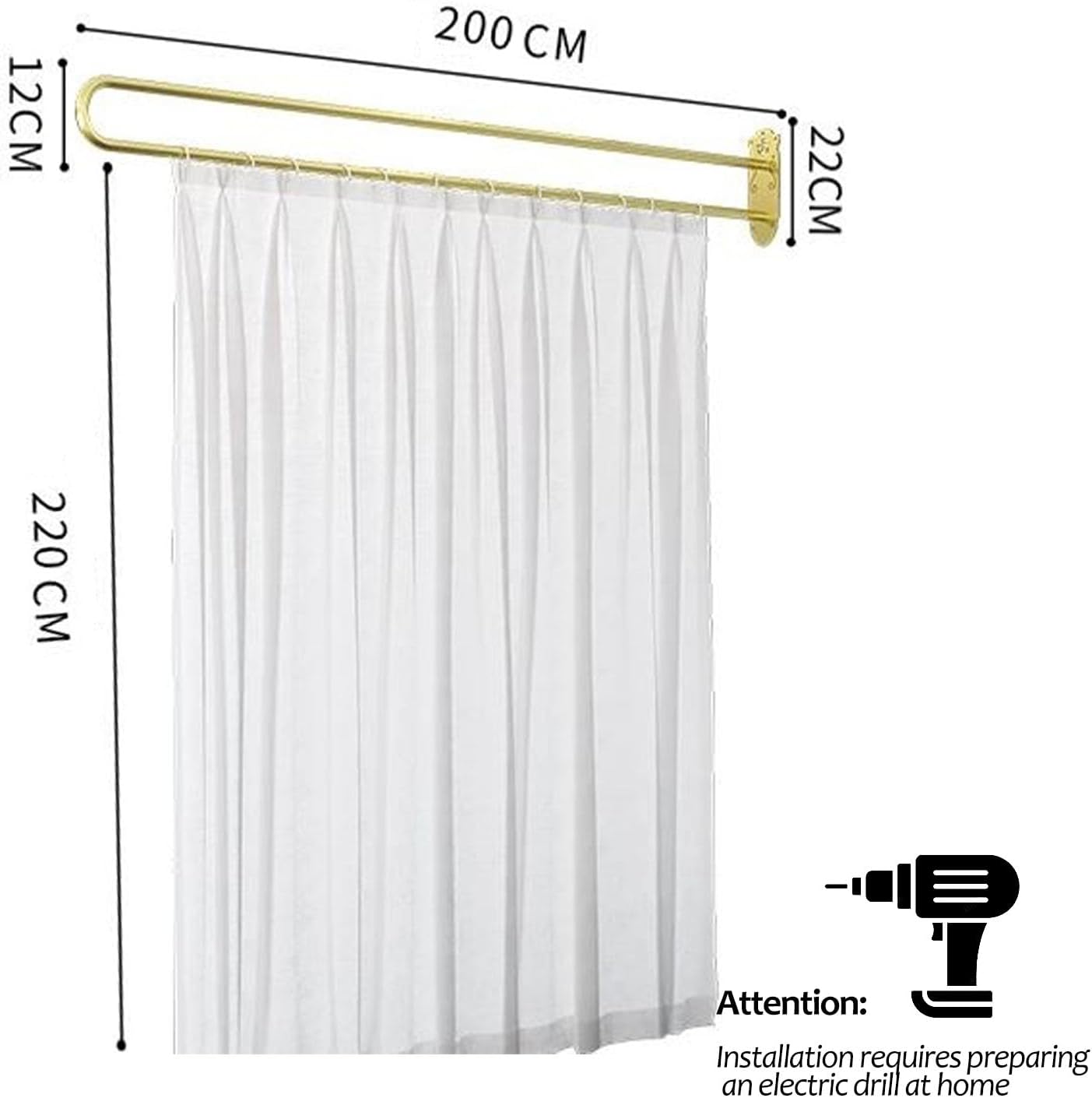U Shape Privacy Partition Curtains for Room Divider Partitions with Flat Hook Inherent Hospital Curtains for Fitting Room Beauty Salon Bedroom Hospital SPA (7.2ft)