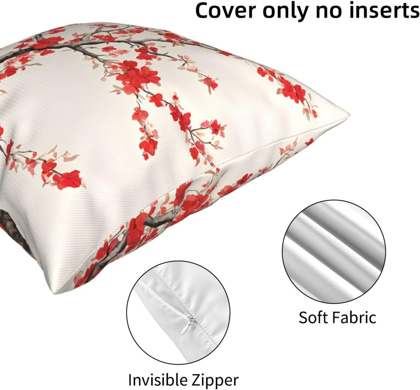 All-Season Square Pillow Covers 18"X18", Floral, Decorative Throw Pillow Covers for Sofa Bed Couch, Hidden Zipper Cushion Cover, Square Lumbar & Accent Pillowcases for Home Decor