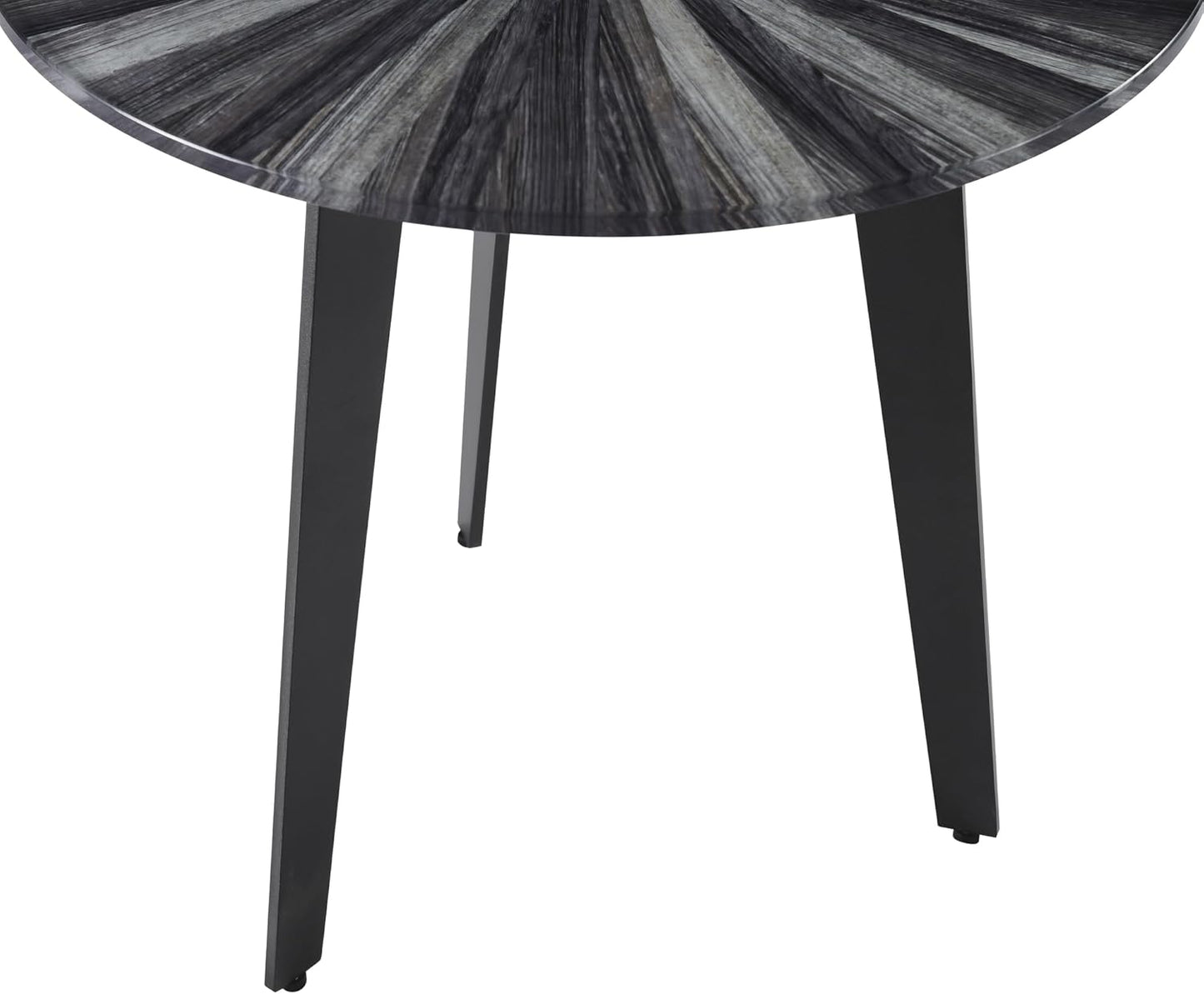 Nina Mid-Century 18.5 in. Round Gray Coffee Table with Tempered Glass Top