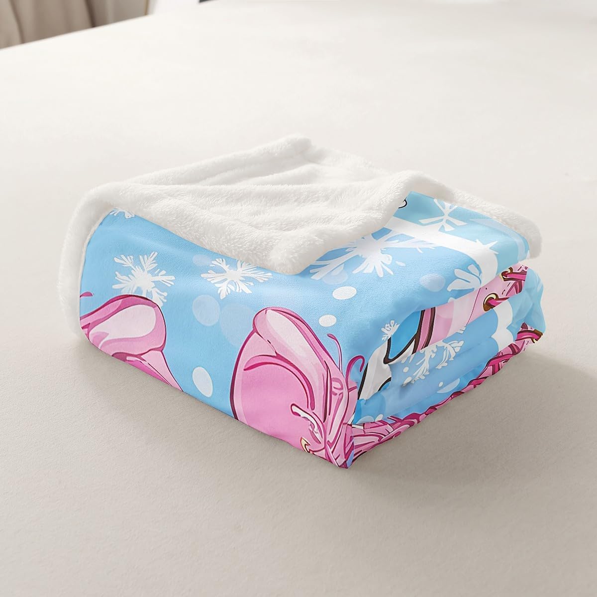 Ice Skate Throw Blanket,Winter Skating Sports Outdoor Games Fuzzy Blanket,Winter Snowflake Romantic Fleece Throws for Bed Couch Sofa,Pink Blue Soft and Breathable,Throw Size (50 x 60 Inches)