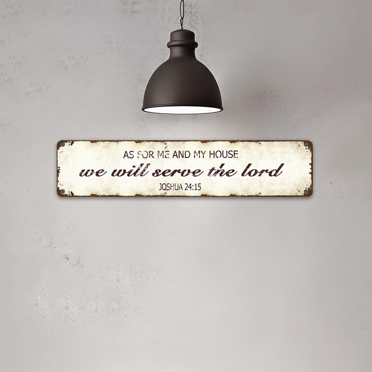As for Me and My House - Bible Verse Metal Sign - 16x4 Inch Rustic Tin Christian Wall Art, Farmhouse Scripture Decor, Inspirational Gift for Baptism, Weddings and Church Office Revival