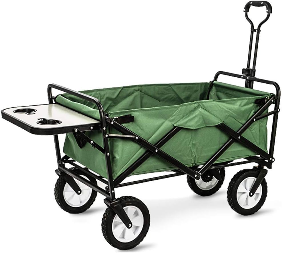 Wagons Utility Garden Cart with Side Table Drink Holders,Utility Collapsible Heavy Duty for Camping Shopping Beach Park,Max 80kg (B) (A)