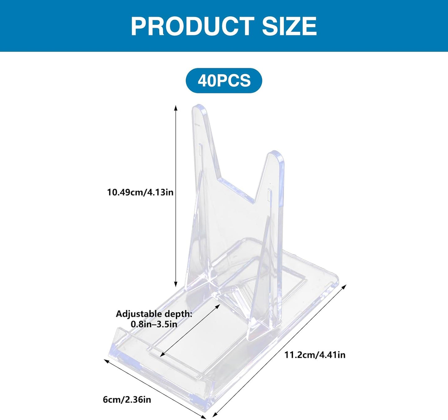 40 Pcs Acrylic Book Display Stand, Adjustable Clear Book Displays for Comic Dvd