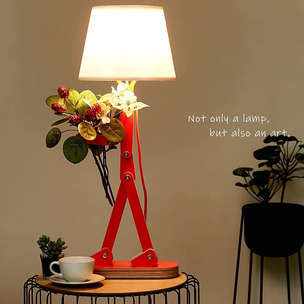 Fun Desk Lamp for Kids Bedside Bedroom - Creative Swing Arm Modern Unique Reading Wood Table Light for Living Room Girls Boys Quirky Gift - Oran Orange, Bulb Included