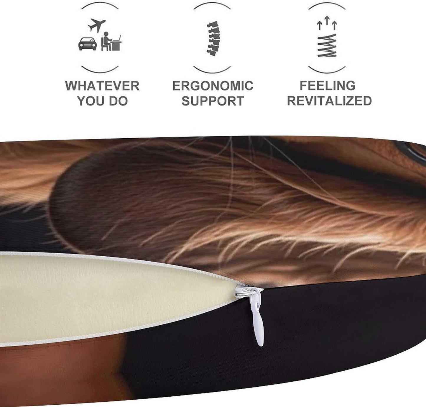 Long Haired Dachshund Neck Pillow Memory Foam U Shaped Pillows Portable Pillows for Shoulder Travel Head Support Pillow with Concealed Zipper for Airplane Car Home Office