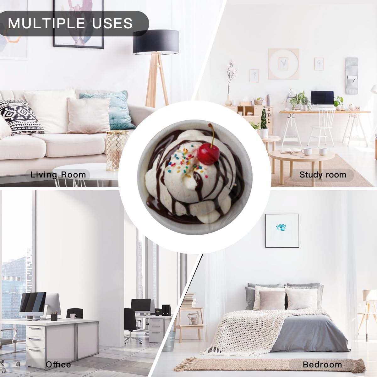 Novelty Round Cute Foodie Throw Blanket for Home, Couch, Bed, Dorm Decor Realistic Vanilla Ice Cream Sundae with Chocolate Syrup Summer Favorite Design Funny Favorite Food Lover Gag Gifts
