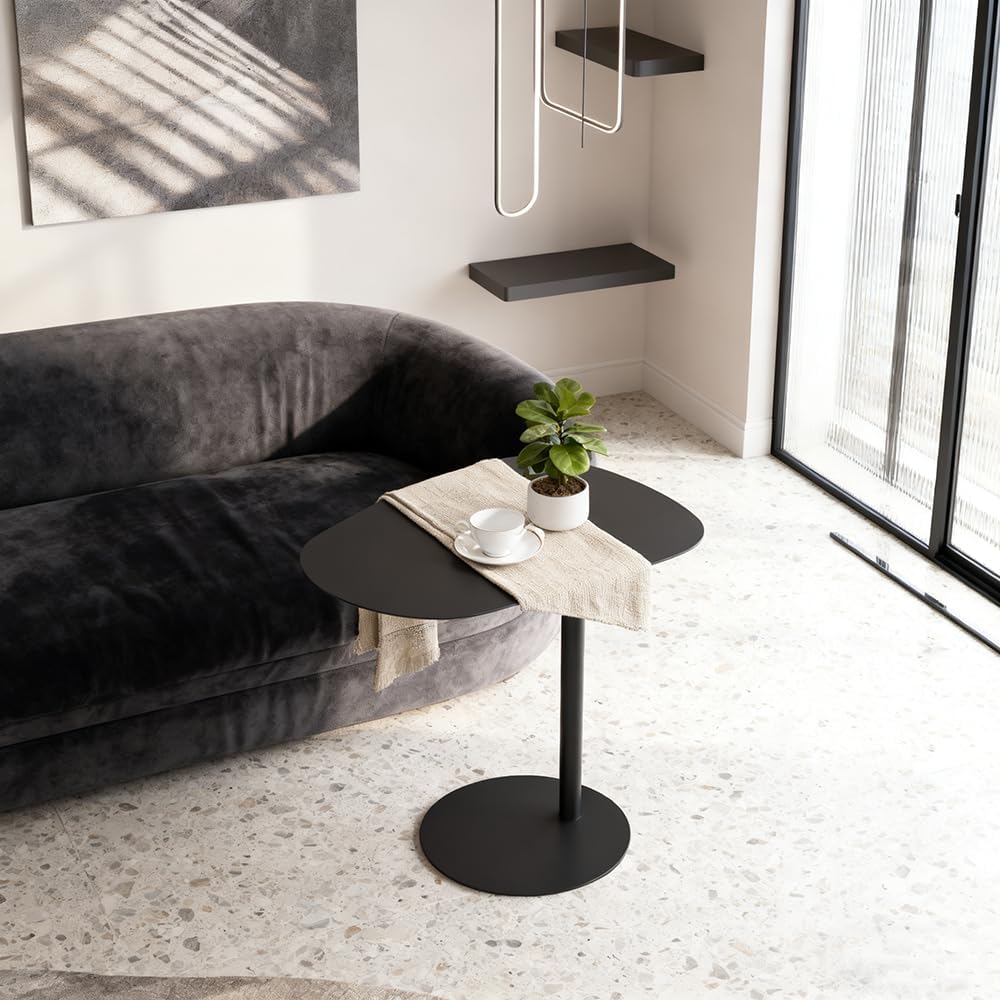 C Shaped Side Table End Coffee Tables, Aesthetics Minimalist Accent Tables, Multifunction Oval Metal Side Tables for Living Room Bedroom Sofa Balcony Couch Patio Yard Garden Indoor & Outdoor