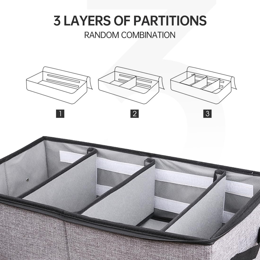 DAISHA 2PCS Underbed Organizer Drawer,Foldable Clear Window Storage Box with 2 Zippers for Clothes,Shoes,Home & Car.