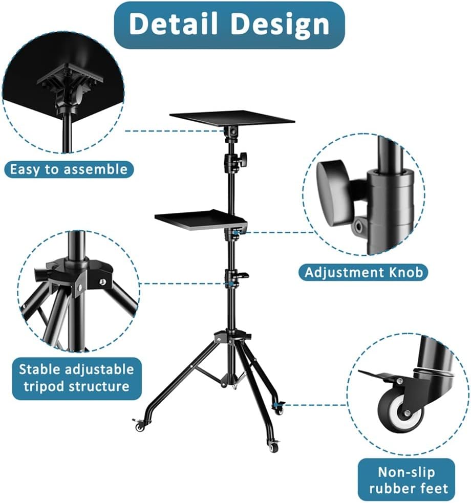 Projector Stand Tripod Laptop Adjustable Height Mixer Standing Desk Outdoor Computer with Plate(125cm)