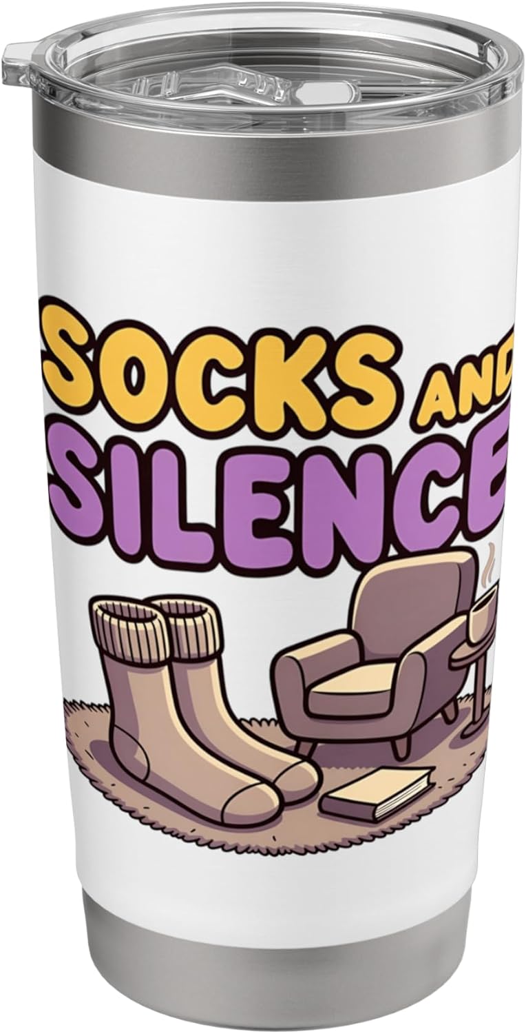 Socks and Silence Cozy Introvert Relax Design Stainless Steel Insulated Tumbler