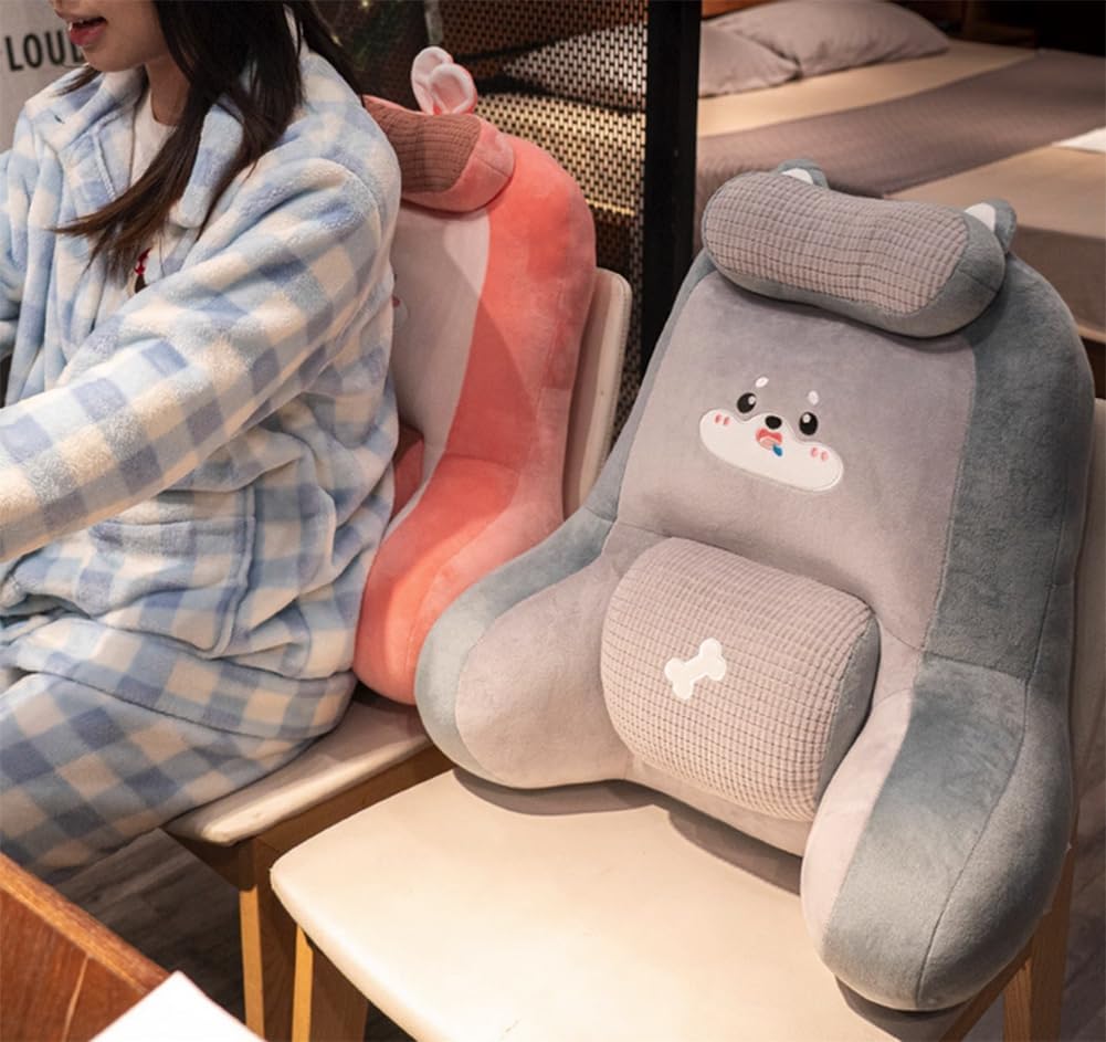 Tingting's Dream Office Ergonomics Lumbar Support Pillow Soft Waist Pillows Home Chair Lumbar Back Cushion Cute Sofa Rest Reading Pillow (Gray, 60×50CM/23.6"×19.7")