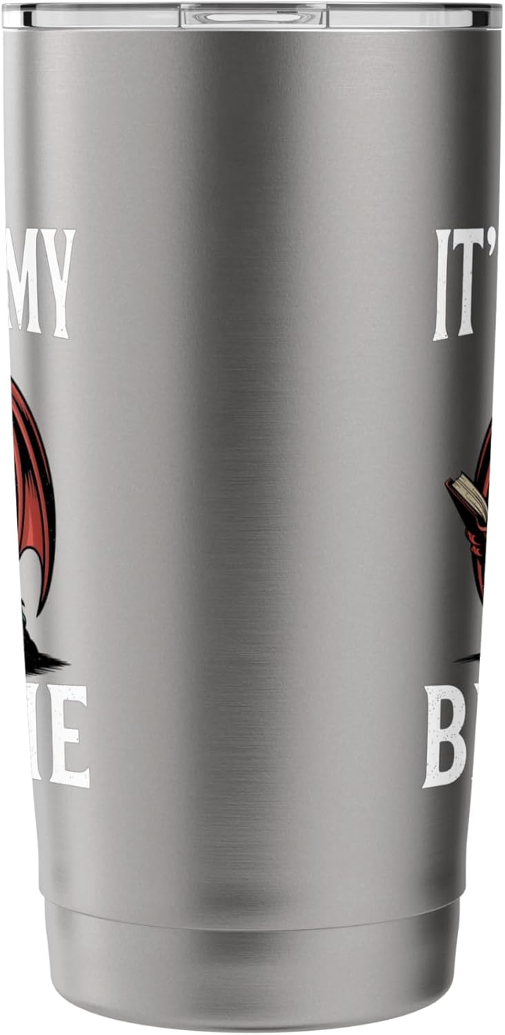 It's Past My Bedtime Dragon Reading A Book Bookworm Reader Stainless Steel Insulated Tumbler