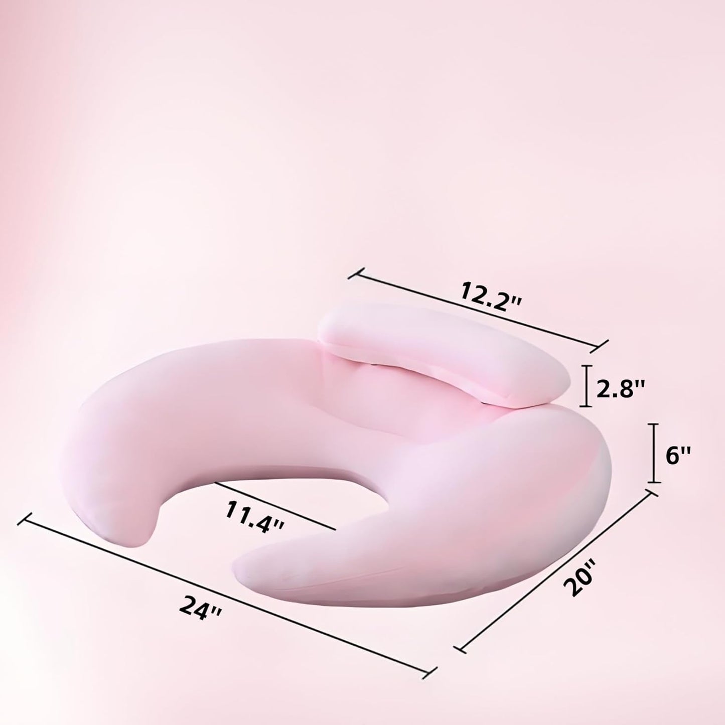 Lap Reading Gaming Crochet Pillow Arm Rest with Support for Book Pad（Pink）