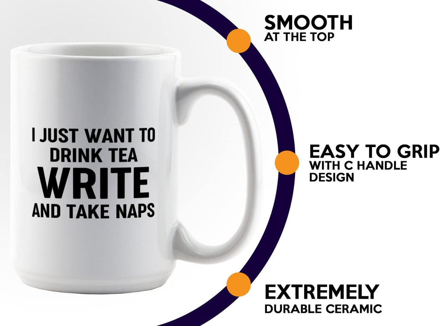 Journalist Coffee Mug 15oz White -Tea Write Naps - Reading Lover Book Club Gift Author Appreciation Writer Journalism Novelist Scriptwriter