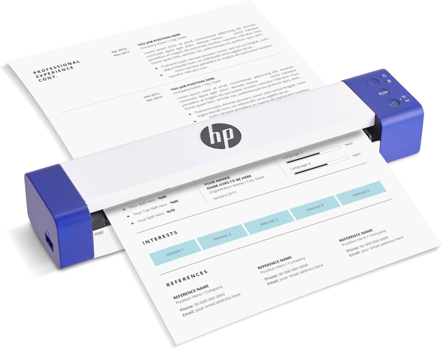 HP PS150 Portable Document Scanner | Compact, Portable, Wireless Digital Scanner with Duplex Mode for Home & Office | Rechargeable, USB & Wi-Fi Direct, Compatible with Mac & Windows PC and Laptop
