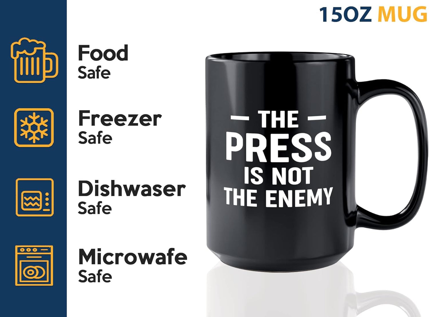 Journalist Coffee Mug 15oz Black -Not the Enemy - Reading Lover Book Club Gift Author Appreciation Writer Journalism Novelist Scriptwriter