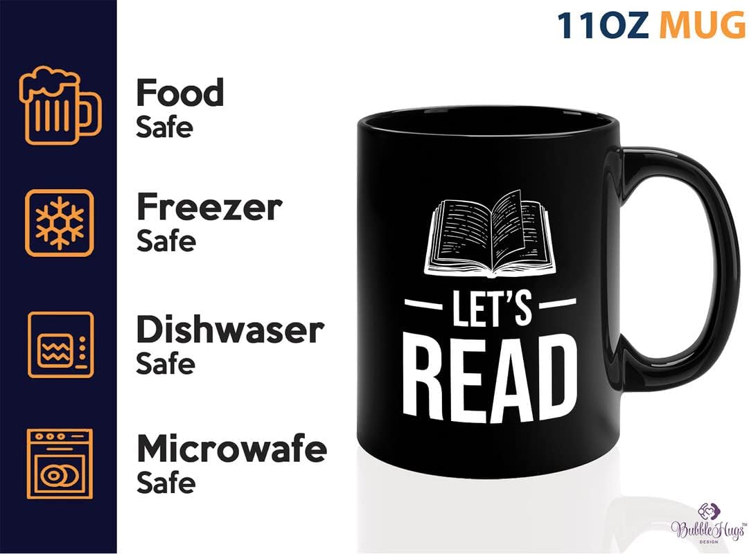 Book Lover Coffee Mug 11oz Black - Let's Read - Ideal Literary Gift for Readers & Bookworms Librarian Book Nerd Gifts