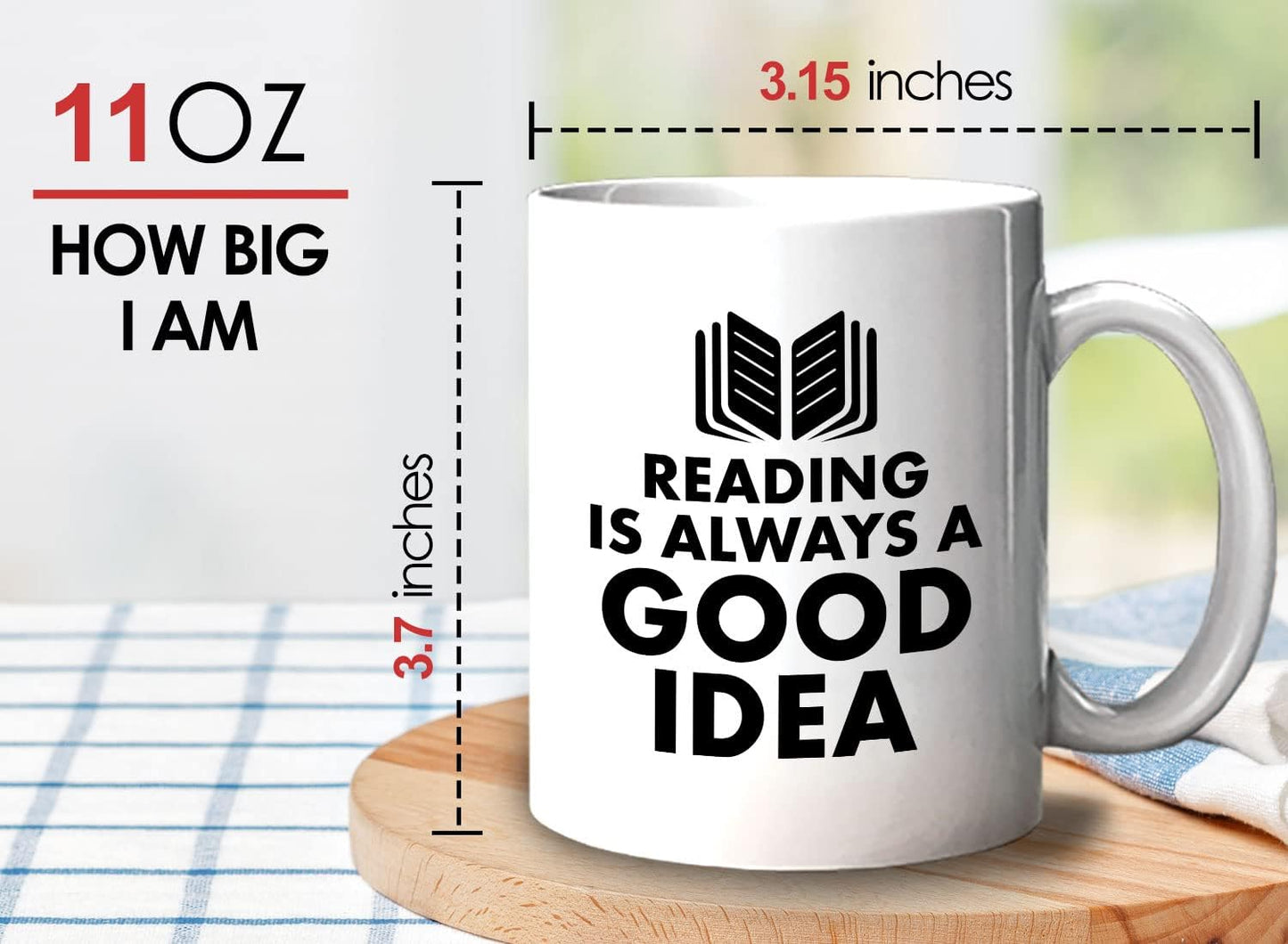 Book Lover Coffee Mug 11oz White - reading is - Literary librarian Literature Bookworm Historian Public Library Curator Bibliophile Bibliolater