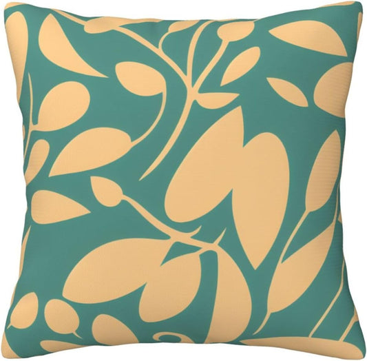 All-Season Square Pillow Covers 18"X18", Yellow Leaf, Decorative Throw Pillow Covers for Sofa Bed Couch, Hidden Zipper Cushion Cover, Square Lumbar & Accent Pillowcases for Home Decor