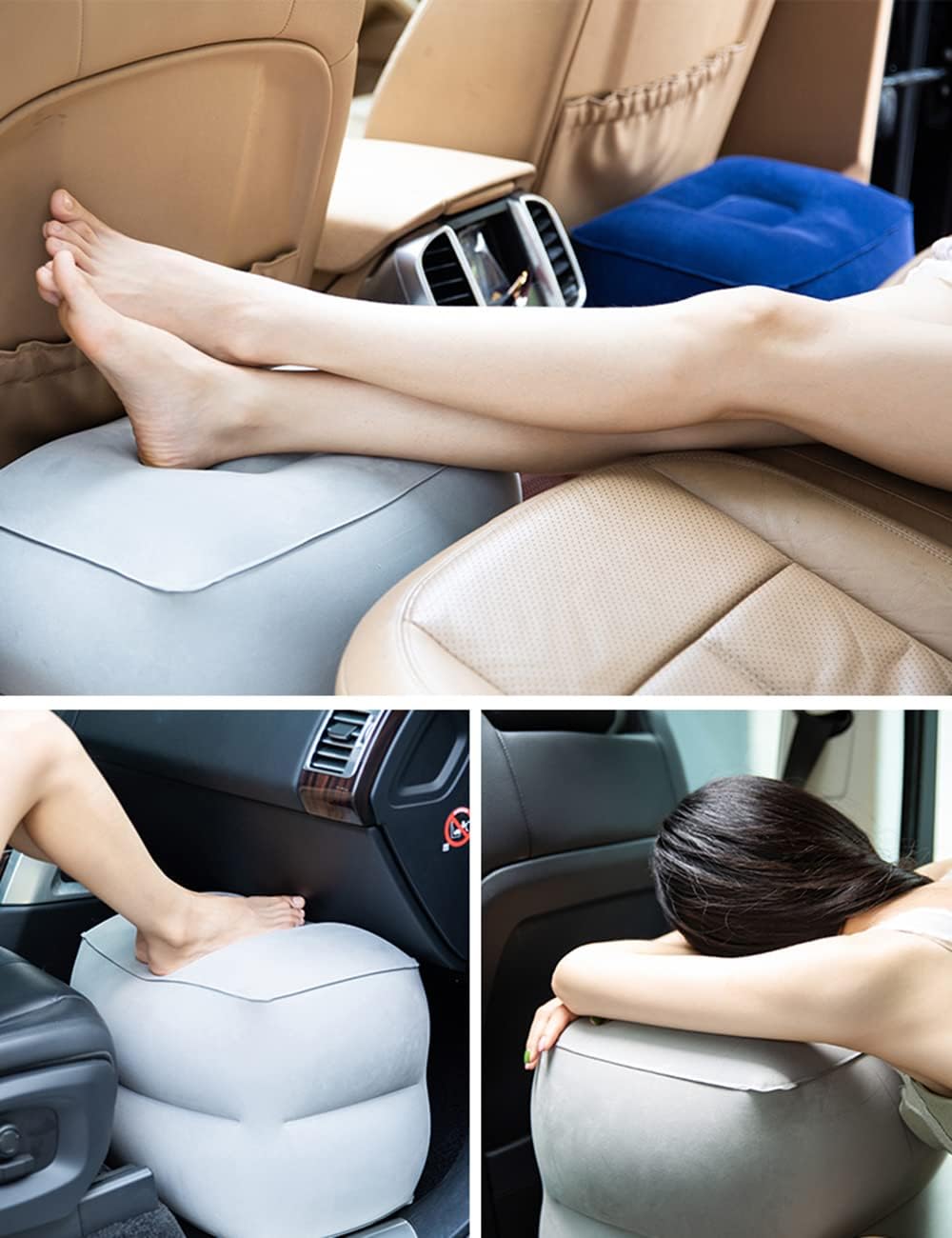 Inflatable Foot Rest Pillow for Travel, Kids/Adults Airplane Travel Pillow Kids Bed-Adjustable Height Cushions,for Kids to Sleep While Traveling,Suitable for Car,Office,Home,Travel (Black)