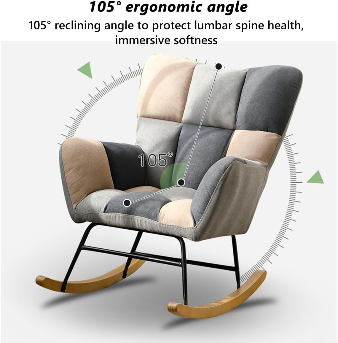 LSLYTQ 's Rocking Chair with Ottoman - Indoor Upholstered Recliner for Room with Fabric Padded Seat - Comfortable Side Chair Accent Chair
