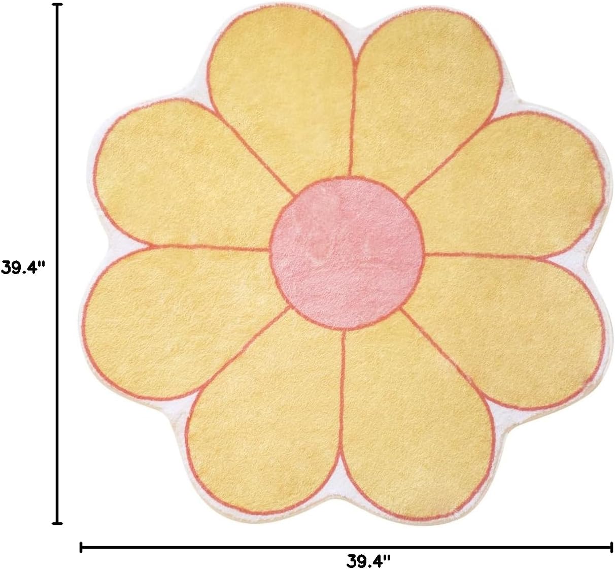 Poowe Flower Shaped Area Rug, Soft Floral Washable Round Rug - 39.4" Yellow