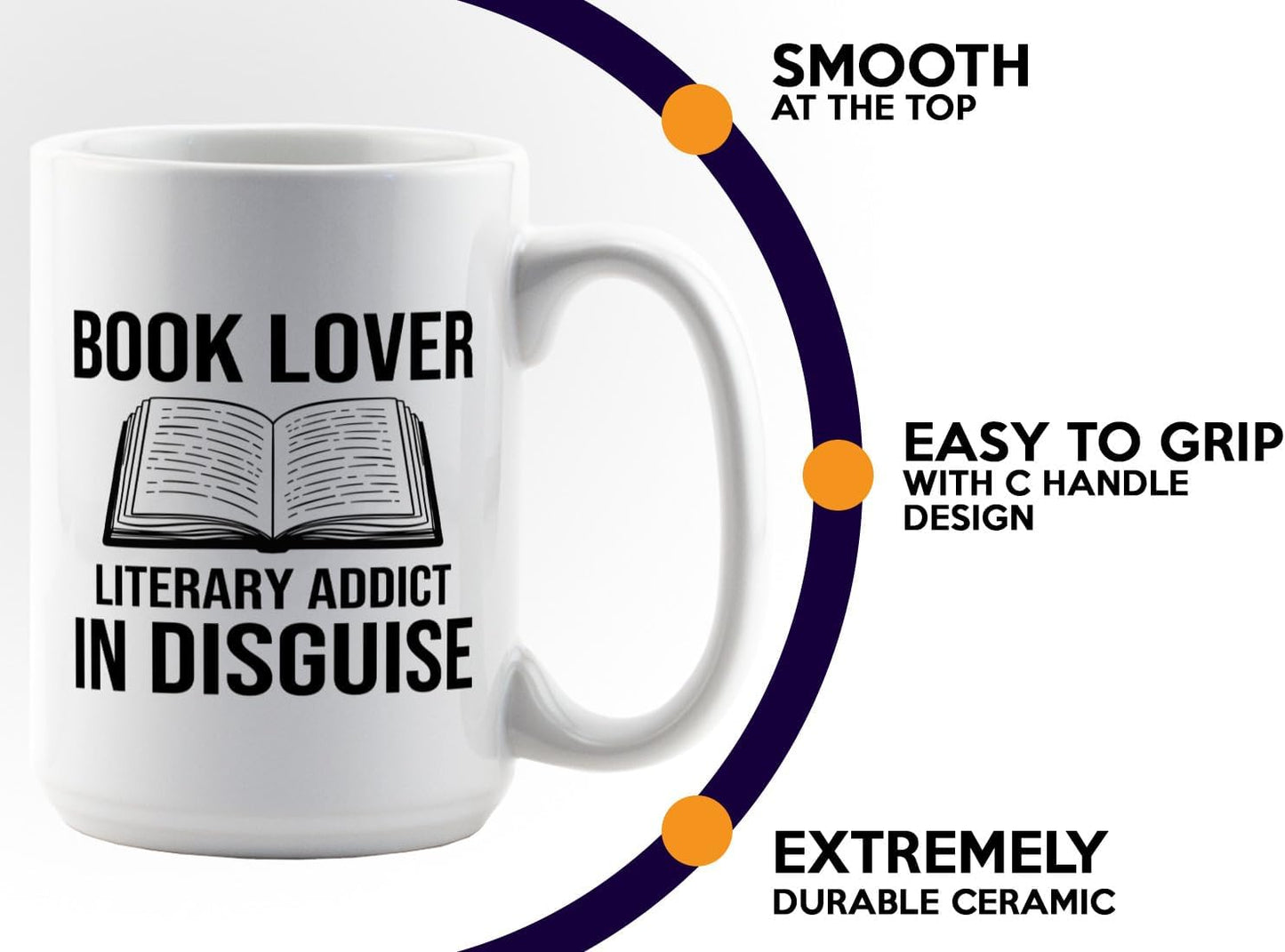 Book Lover Coffee Mug 15oz White -Book Lover Literary - Bookworm Literature Library Book Lover Reader Booked Editor Intellectual Studious